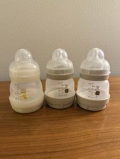 MAM Easy Start Anti-Colic 4.5oz Bottles/Rings/Nipples/Covers 3-pack Pre-Owned