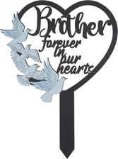 Stake Graves Cemetery Decorations - Brother Metal Memorial Grave Markers, Heart