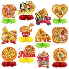 12 Pcs Pizza Party Decorations Pizza Theme Party Decorations Honeycomb Table ...