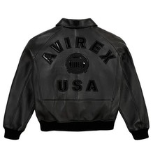 Men Avirex ICON Black Real Bomber American Flight Faux Jacket Leather for Men