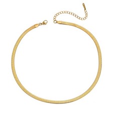 Gold Plated Stainless Steel 20 Inch Herringbone Layered Necklace Fasion Choker
