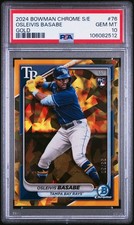 2024 BOWMAN CHROME SAPPHIRE ED GOLD #76 OSLEIVIS BASABE 33/50 PSA 10