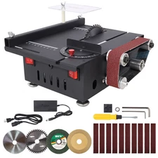 Mini Table Saw Belt Sander 4pcs Blades 10pcs Sanding Blet 7 Gear Angle Adjust
