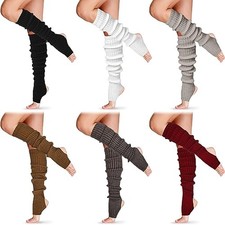 Long Leg Warmers for Women 24 Inch over The Knee Knit One Size 6 Simple Colors