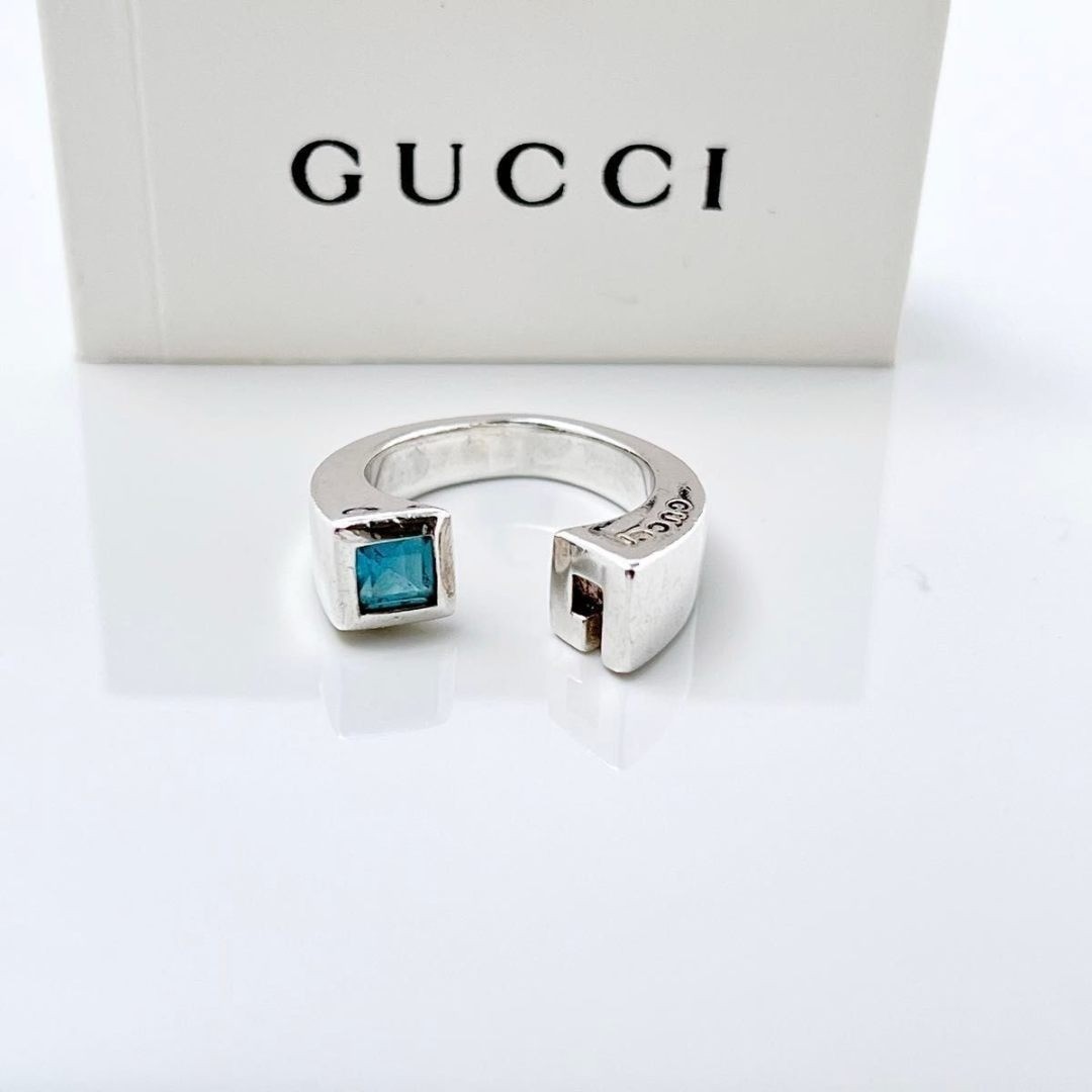 GUCCI Color Crystal Ring Size 16 SV925 Sterling Silver Metal Accessories