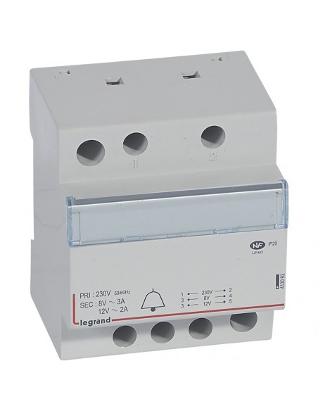 Transformateur sonnerie Legrand 413092 rail din 230V vers 12V 8V