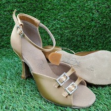 Very Fine SIZE 4.5 Women's Ballroom Latin Salsa Dance Shoes 3in Heel Gold Tan