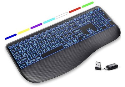 7-Color LED Backlit Wireless Keyboard - Low Profile, Silent Typing Experience