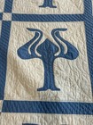 Cotton quilt with blue Hawaiian Breadfruit (Ulu) pattern — photo 4