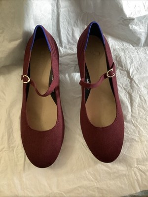 Rothy s The Mary Jane Heel Women's Size 10 Burgundy Knit Block Heel Pumps EUC
