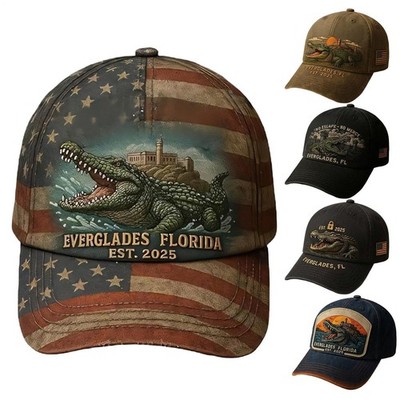 Unisex Retro Hat Alligator Alcatraz Funny Florida Everglades Kunst lässig Druck