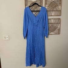 Free People Later Days Midi Dress Blue Beachy Coastal Women's Sz 6 NWOT B19