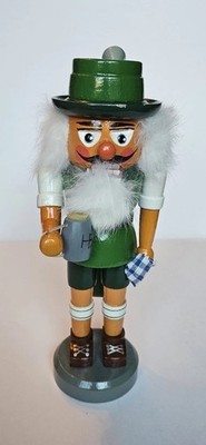 Vintage Beer Stein Wood Nutcracker Christmas German Germany Green Pub 10''