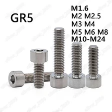 GR5 Titanium Hex Socket Bolts Cap Head Screws M1.6/M2/M3/M4/M5/M6/M8/M10/M12-M24