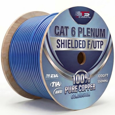 Turnstone Cables TSCables | Cat6 Plenum (CMP)  (Cat6 Plenum STP, Blue, 1000ft)