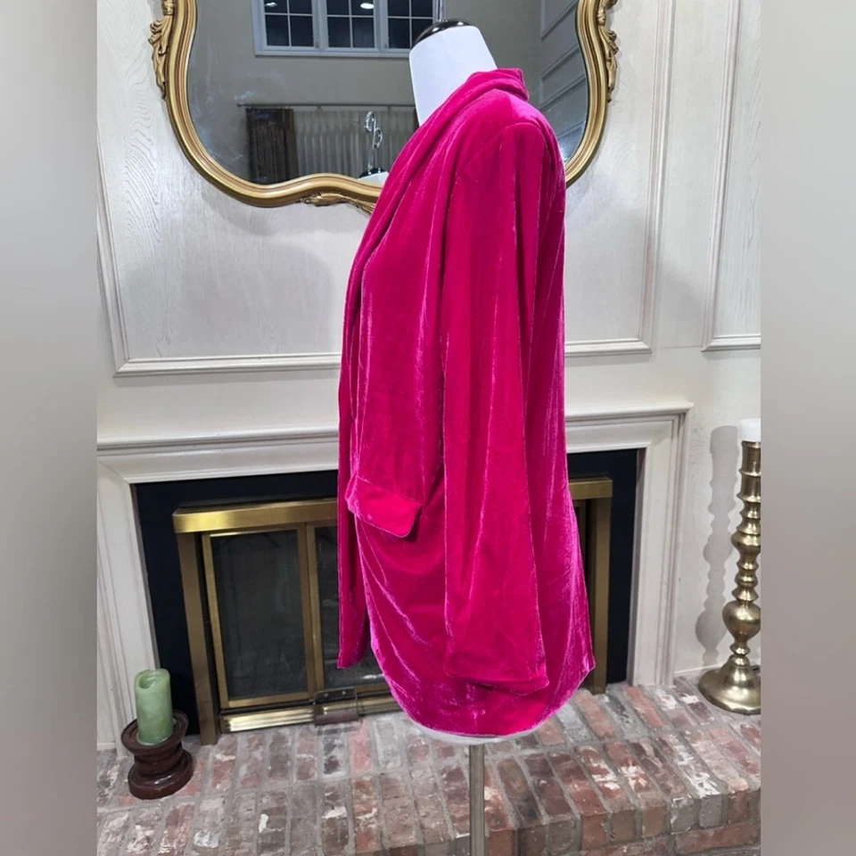 Бесконечный розовый бархат блейзер куртка женщин M мягкий эластичной шаль воротник - Изображение 3 из 4