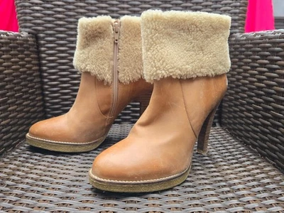 (M019 979) 🧥👢 Minelli – Bottines cuir & col fausse fourrure Talons hauts P.39 - Photo 1/4