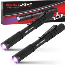 GearLight UV Black Light Flashlight [2 Pack] Compact Flashlights, Portable, New