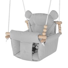 Baby Swing Indoor Outdoor,Secure Canvas Wooden Toddler Swing Seat, 3-Point Ad...