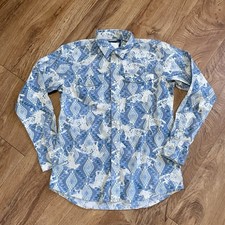 Wrangler Western Shirt Aztec Horses Pearl Snap Long Sleeve Cowboy Boys Size XL