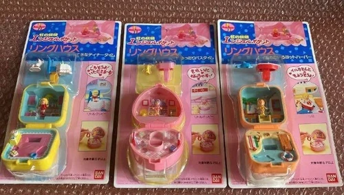 Angel Polly Pocket Ring House Bath time Dinner time Yacht Harper 3 Set Japan