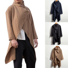 Vintage Men Punk Cardigan Cloak Jacket Loose Shawl Cape Poncho Long Sleeve Coat