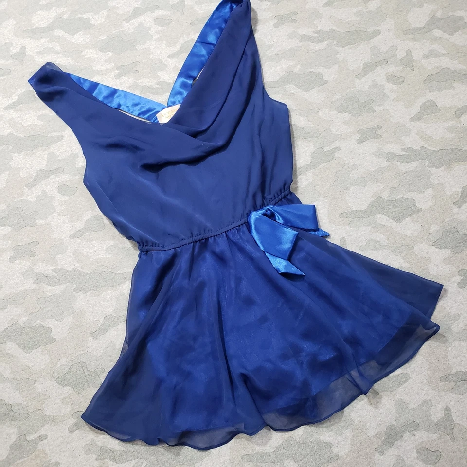 Camisón corto vintage Victoria Secret para mujer grande azul dorado etiqueta sin mangas... Foto 2 de 4