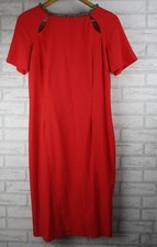 Coast womens pencil evening dress red beaded neckline UK16 short sleeve