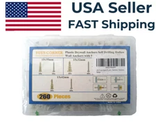 Busy-Corner Plastic Self Drilling Drywall Anchors with Screws 260 pc Assortment