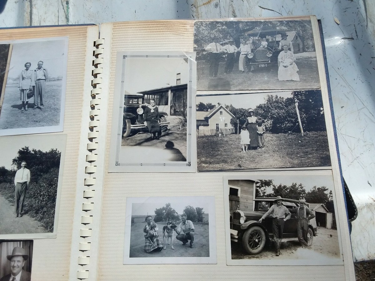 Antique Photo Album Iowa 1908 Vintage Americana Farm Cars
