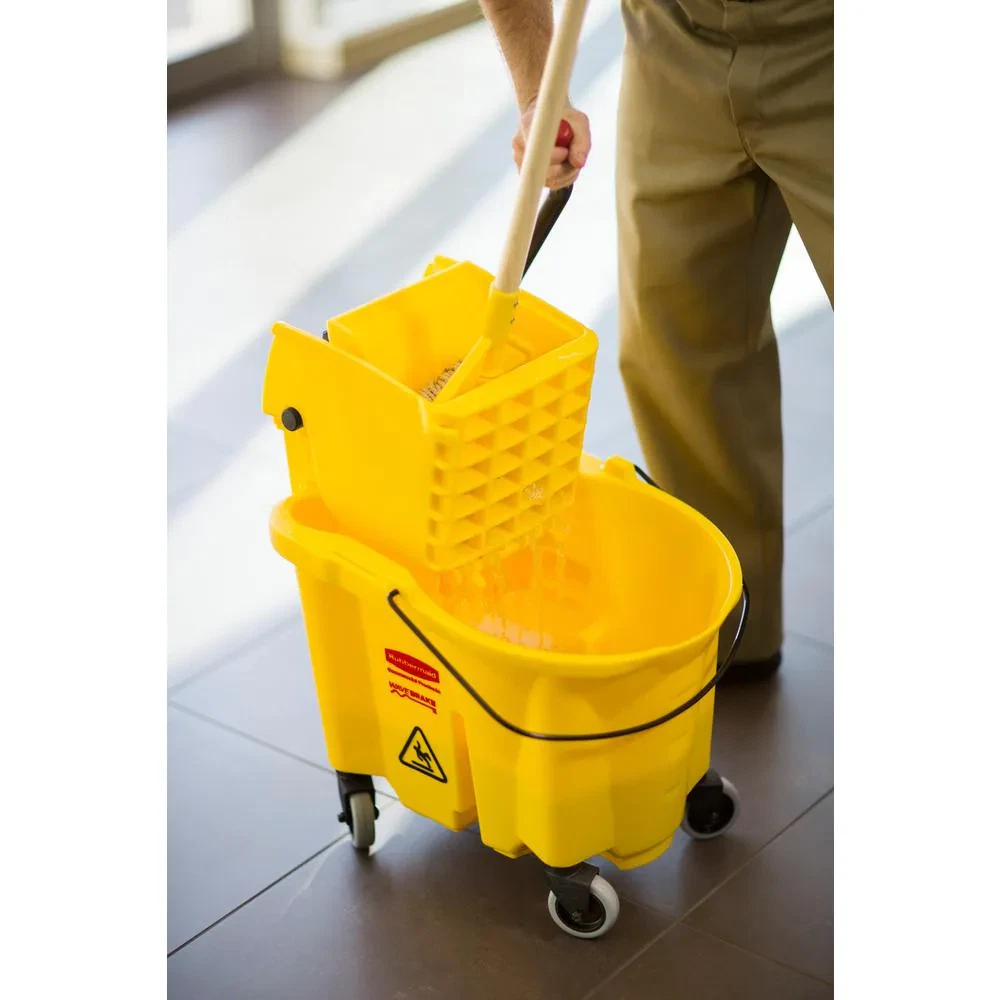 Plastic Mop Bucket w/ Wringer Rubbermaid Commercial Products WaveBrake 8.75  Gal.