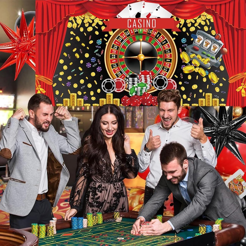 Casino Night Backdrop for Party Las Vegas Backdrop Glitte(5.9x2.95ft