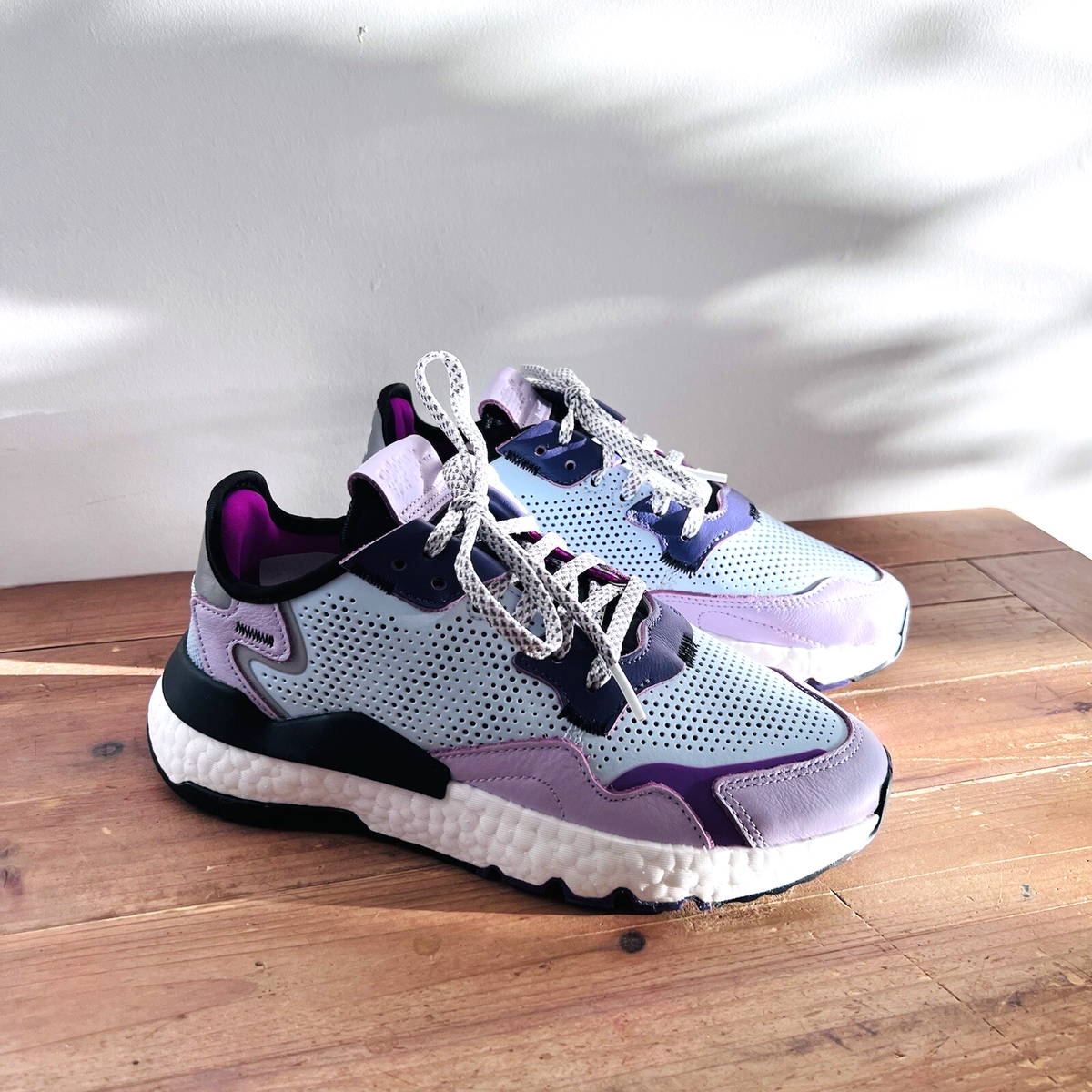 Adidas Nite Jogger Running Shoes Womens Size US Purple Blue New