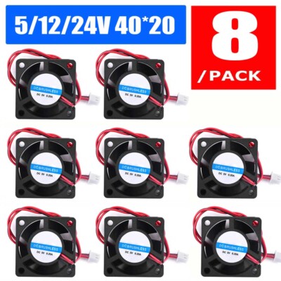 8Packs High Speed 5/12/24V 40X20mm DC 2 Pin Brushless Cooling Fan Exhaust IDE