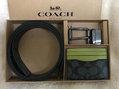 Coach Belt & Card Case Gift Box Set Men's - COLORBLOCK/SIGNATURE - #C8278 -  NWT