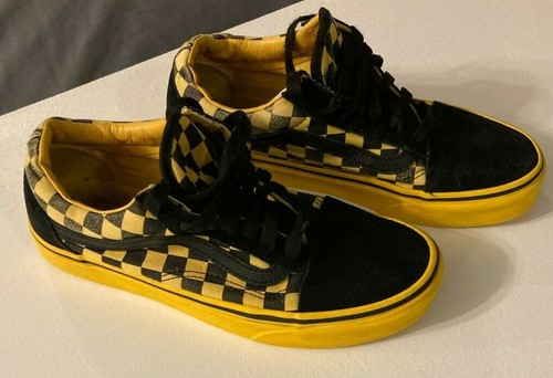 black and yellow checkered old skool vans