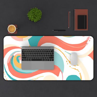 Bright Abstract Desk Mat   Vibrant Design Office Decor, Computer Accessories