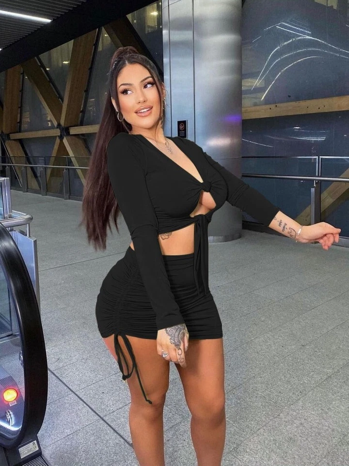 Baile Mangos Mujer Sexy 2 Piezas Conjunto Mangas Largas. Foto 3 de 4