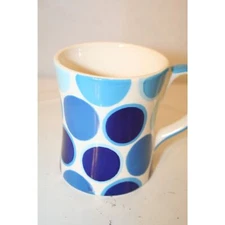 Harry & David 2009 Lt & dark/navy Blues round spot/polka dots Coffee Tea Cup Mug