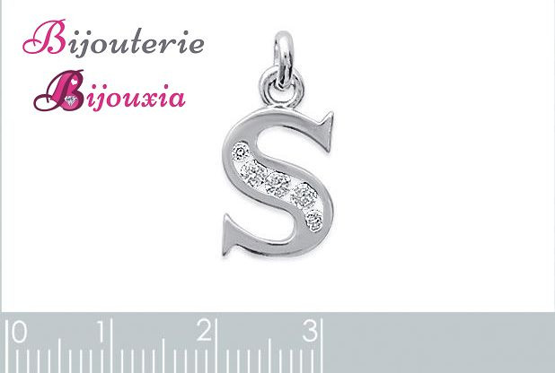 Pendentif Lettre En Argent Massif 925/1000 Rhodié Avec Zirconium - Choix De La Lettre, Bijou Raffiné