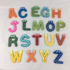 Wooden Painted Alphabet Magnetic Letters Toddler Toy Craft Replacement Pieces