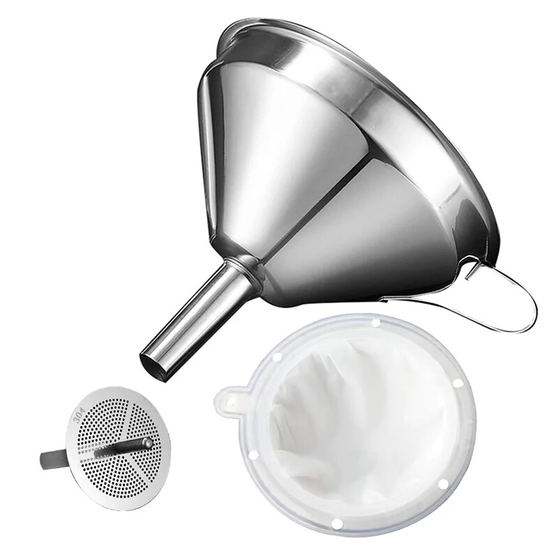 5.1 Inch 304 Stainless Steel Kitchen Funnel with 200 Mesh Food Filter
