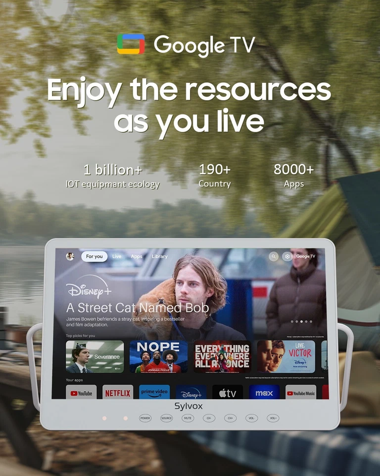 Sylvox 15.6 inch Portable TV 10000 mAh smart Google TV 12V DC 1080P Waterproof - Image 2 of 4