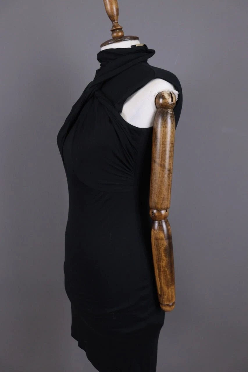 Abito corto da sera GIANNI VERSACE nero senza maniche asimmetrico taglia 6