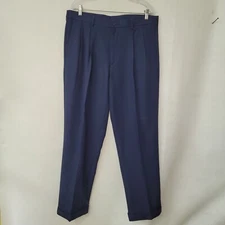 Pro Tour Golf Pants Mens 36x32 Blue Lightweight Performance Pleated Cuffed