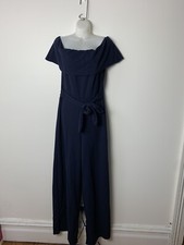 Boohoo Women’s Asymmetrical One Sleeve Off Shoulder Dress Size 16 Navy