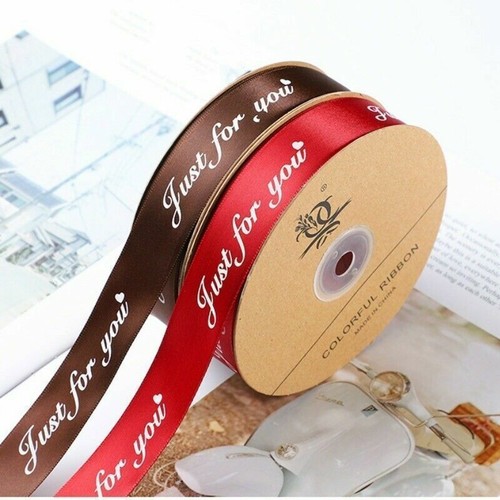 2.5mm Polyester Ribbon Just for You Printed Gifts Wrapping Christmas Decor Multi - Picture 3 of 32