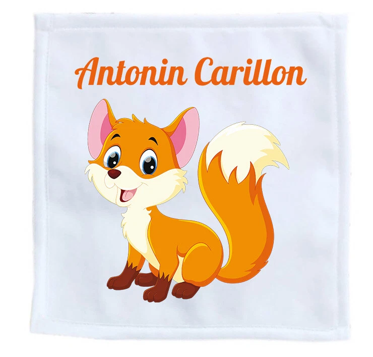 serviette enfant pour école - invité renard bébé personnalise nom prénom réf 04 - Photo 1/1