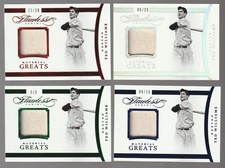 Lot of (4) 2018 Panini Flawless Material Greats Ted Williams 2/5 9/15 11/20 6/25