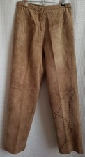 TERRY LEWIS Classic LUXURIES Tan LEATHER Pants Elastic Waist Sz 12